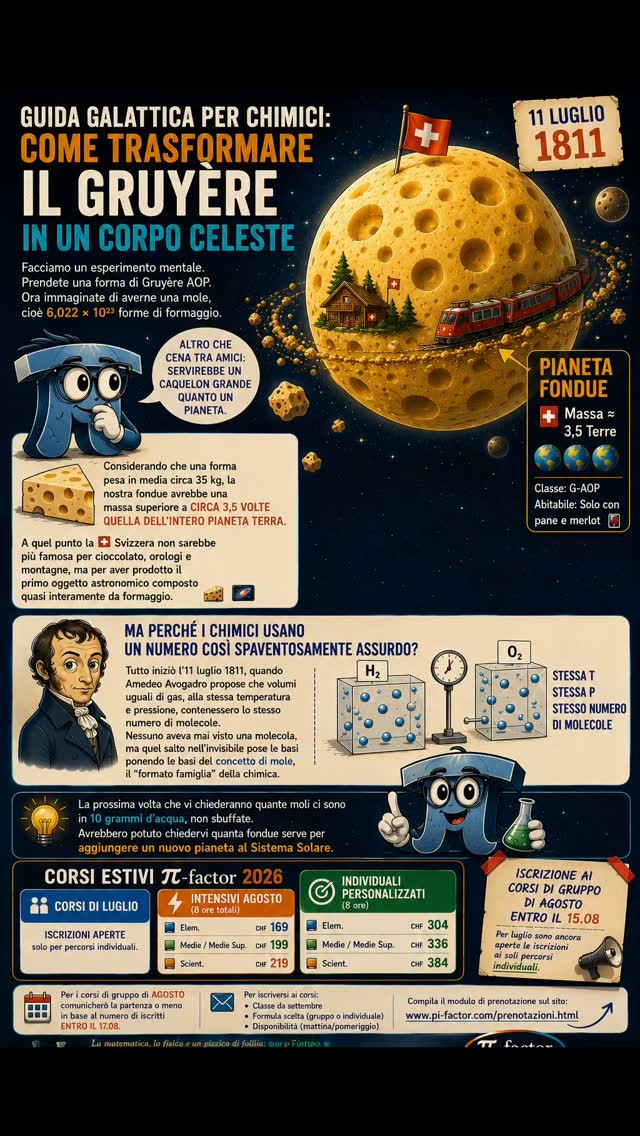 Forme di Gruyère usate per rappresentare in modo ironico il concetto di mole e il numero di Avogadro