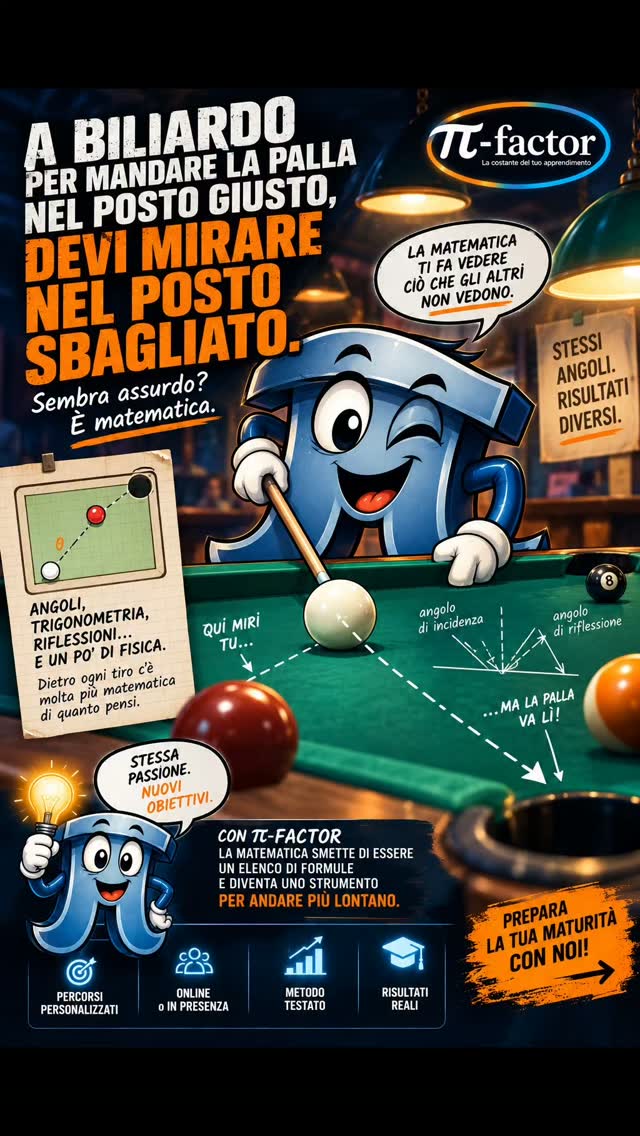Palle da biliardo su un tavolo con traiettoria geometrica verso la buca